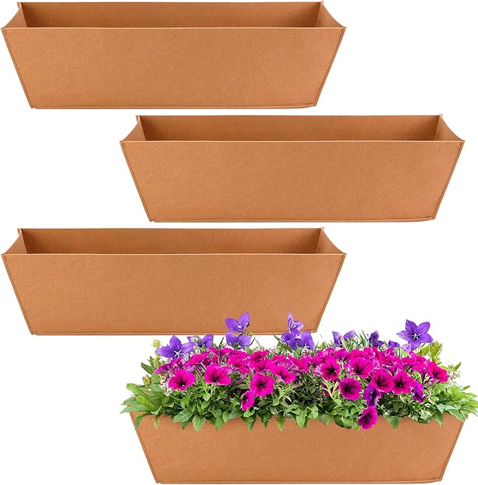Adnee 4 Pcs 24 Inch Fabric Plant Window Box Liners-Rectangular Non-Woven by Adnee