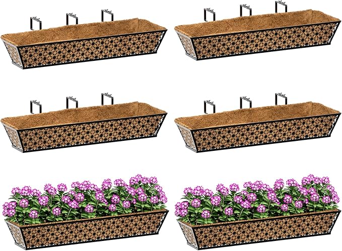 SPECILITE 30" Window Boxes Planters, Heavy Duty Metal Railing Planter Boxes by SPECILITE