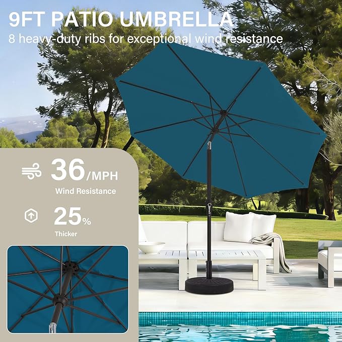 MEWAY 9ft Patio Umbrella Outdoor Table Umbrellas - Image 4