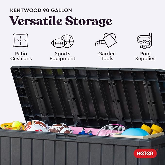 Keter Kentwood 92 Gallon Resin Deck Box-Organization and Storage - Image 4