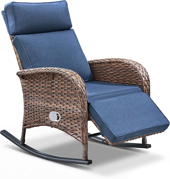 Zero Gravity Patio Rocking Wicker Recliner Chair - Image 7