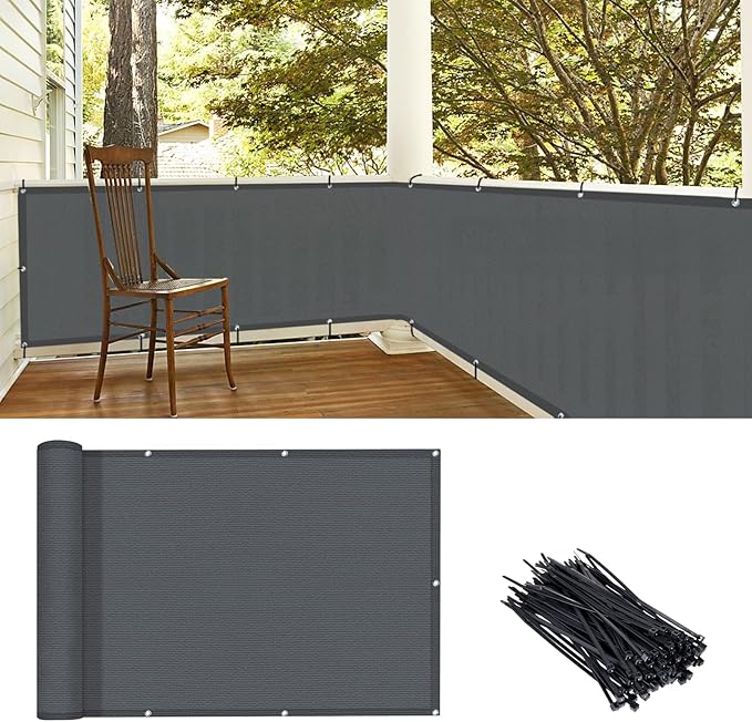 LOVE STORY 3.3'x19.7' Dark Grey Balcony Screen Privacy Fence Cover UV by LOVESTORY