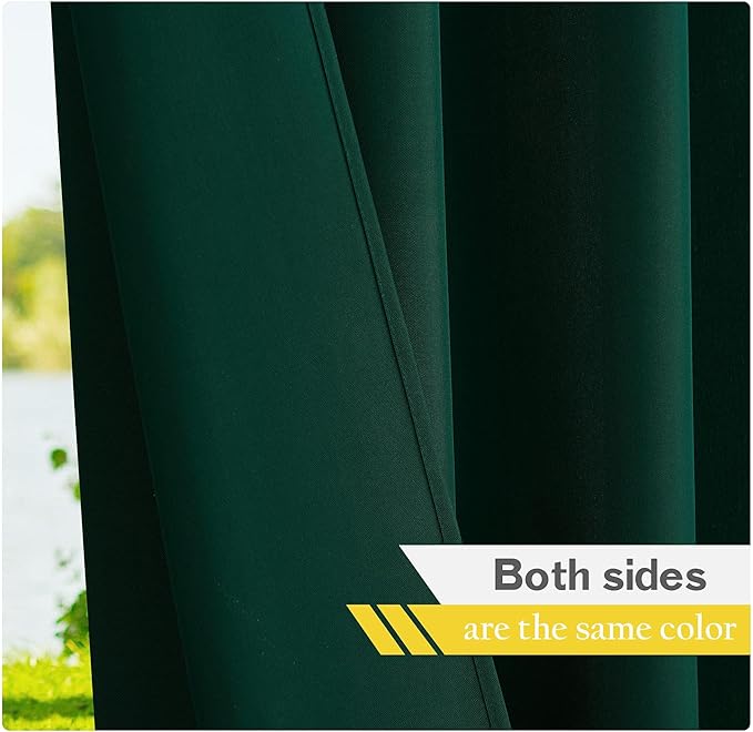 NICETOWN Canvas Patio Outdoor Curtains 95 inch Length 2 Pieces, Home Fashion - Image 2