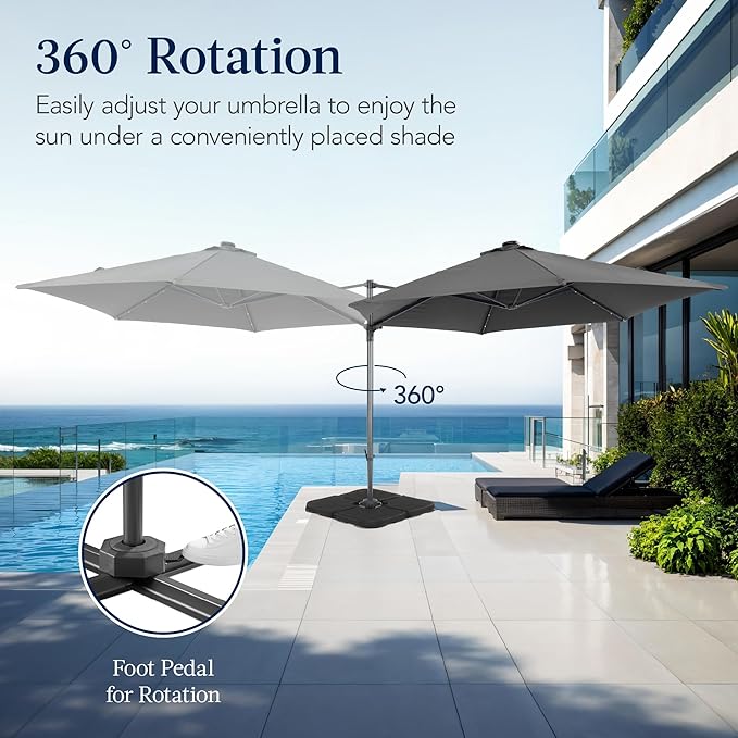 Best Choice Products 10ft Solar LED Offset Cantilever Hanging Market Patio - Image 3