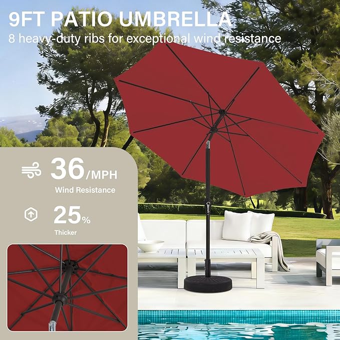 MEWAY 9ft Patio Umbrella Outdoor Table Umbrellas - Image 4
