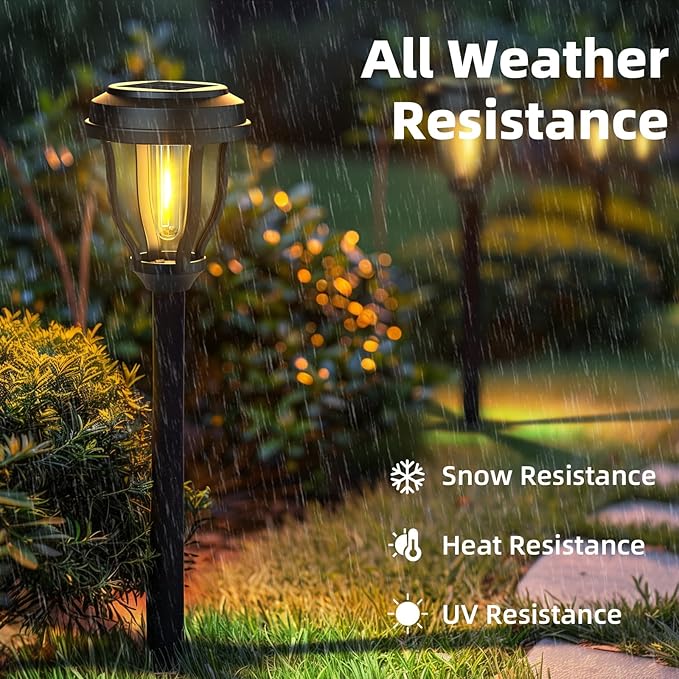 DERAYSION 6 Pack Solar Lights Outdoor, Solar Pathway Lights Waterproof Garden - Image 3