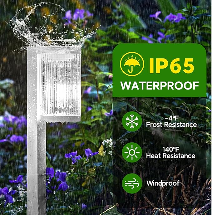 Solar Pathway Lights Outdoor, 6 Pack Upgraded Outdoor Solar Lights - Image 2