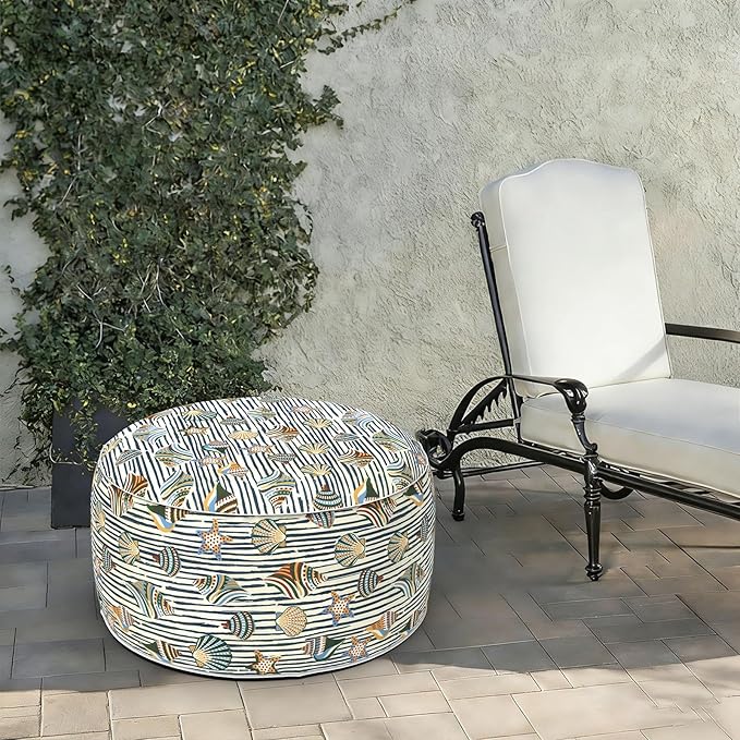 LVTXIII Indoor/Outdoor Extra Large Inflatable Ottoman Pouf D31 x H14 Inch - Image 2