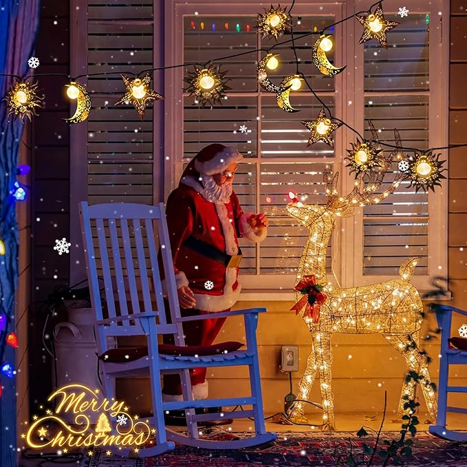 Beautyard Solar String Lights Outdoor Star Moon Sun 13Ft 153In Led Solar - Image 5