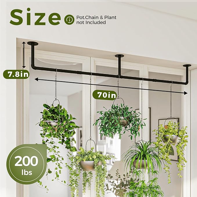 Bamworld Plant Hanger Indoor 70in Hanging Planters Rod Hanging Plant Holder - Image 4