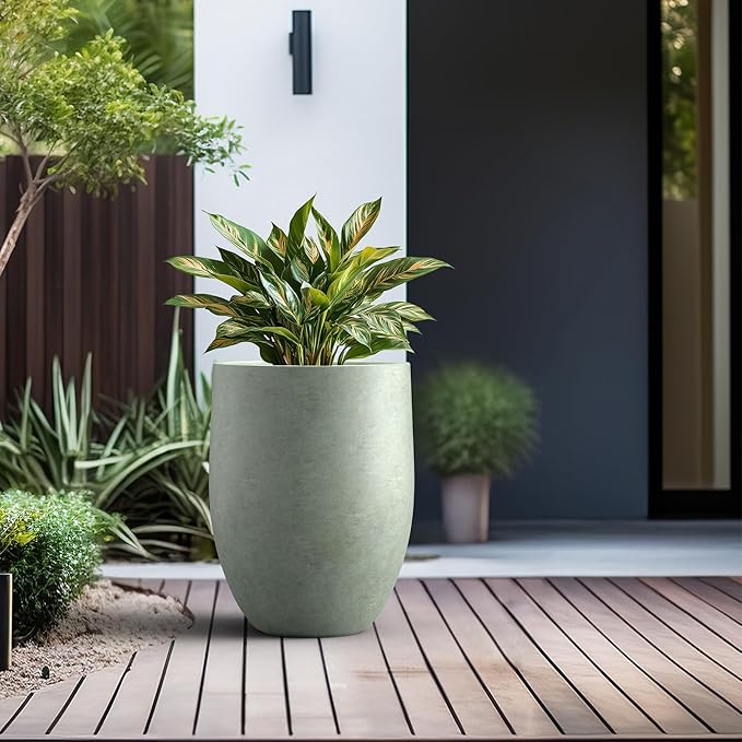 Kante 21.7" H Mint Green Tall Planter, Large Outdoor Indoor Decorative Pot - Image 4