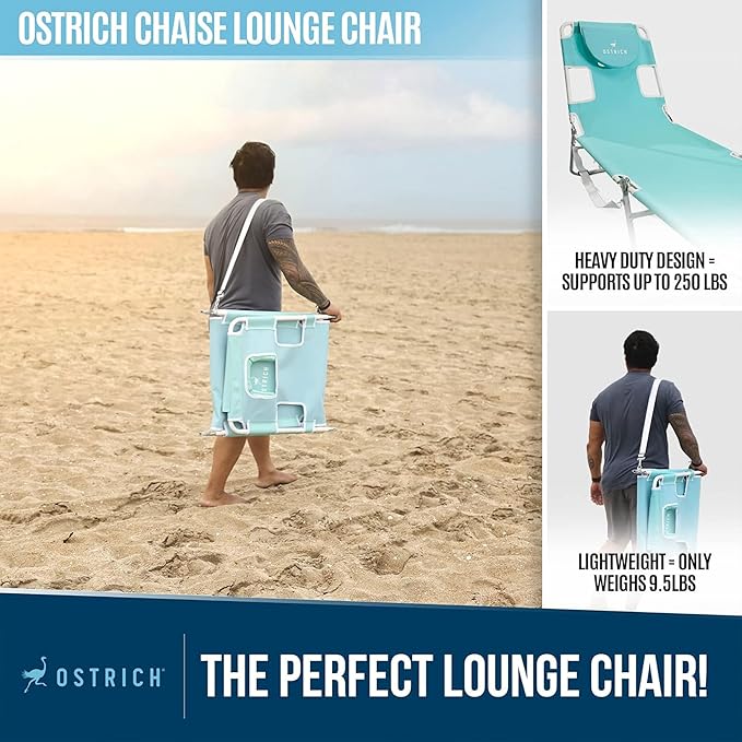 Ostrich 72 by 22 Inch Versatile Chaise Lounge Portable Reclining Lounger - Image 6
