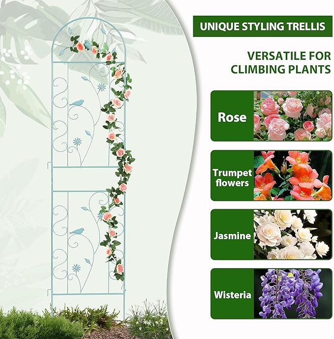 Metal Garden Trellis for Climbing Plants, 86.5" x 19.7" Metal Plant Trellis - Image 2
