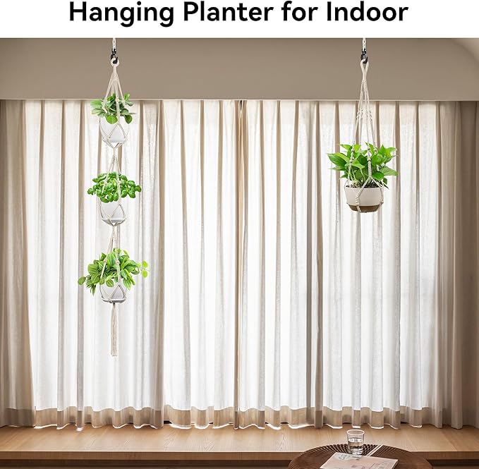 USLAI Macrame Plant Hanger Indoor Outdoor, Fits 4 to 15 Inch Pots, Strong - Image 4
