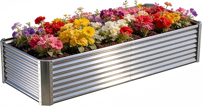 Galvanized Raised Garden Bed Kit Outdoor Patio, Deep Root Box Planter by Tegarbed