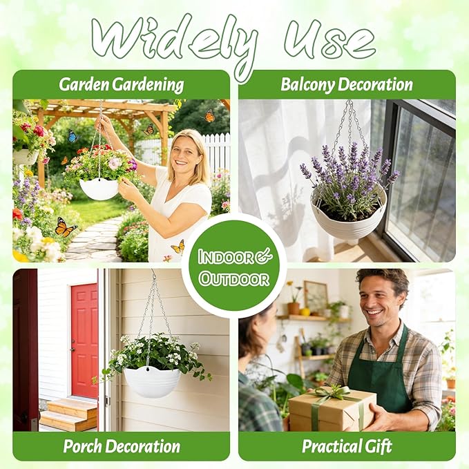 Bvrbaory 8 Pack Hanging Planter Pots, Self-Watering Flower Pot - Image 5