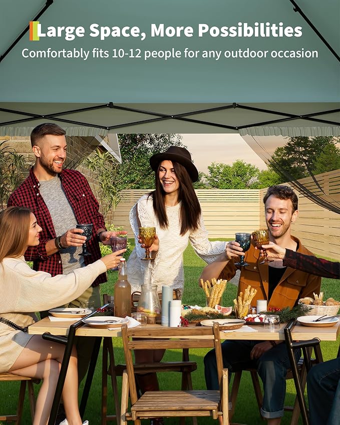 Canopy Tent 12x12 ft, Pop Up Gazebo One-Push Setup - Image 5
