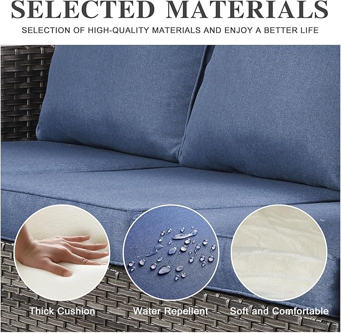 Belord 7 Piece Outdoor Furniture Patio Wicker Sofa Set, Oversize Outdoor Dining - Image 9