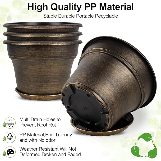 Plant Planters Pots Set of 4 Pack 13 Inch，Large Plastic Flower Pot - Image 4