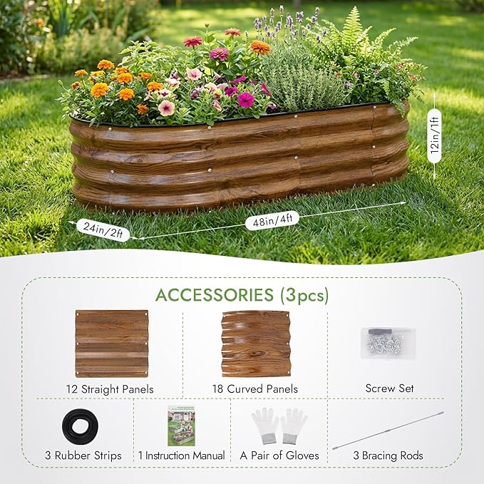 INNO STAGE 3Pcs Galvanized Raised Garden Bed Kit, Outdoor Metal Raised Garden - Image 6