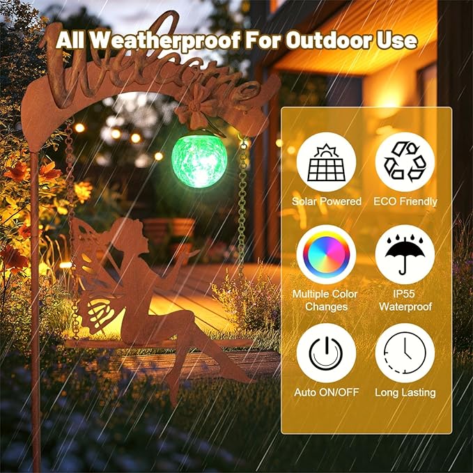 HONGLAND Solar Garden Lights Outdoor Decor, Solar Fairy Lights Outdoor Moon - Image 3