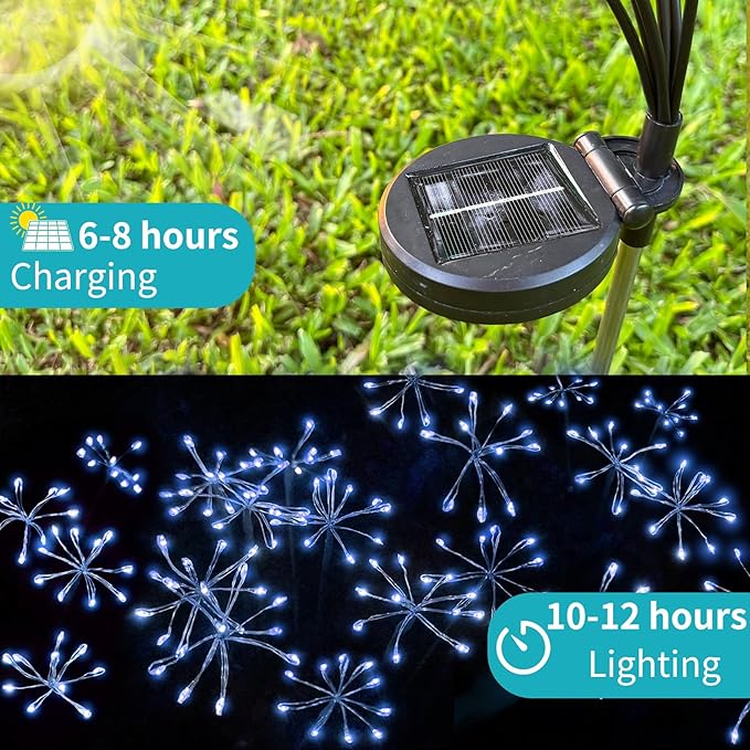 JJGoo Solar Garden Lights, New Upgraded 2 Pack Solar Swaying Starburst Light - Image 6