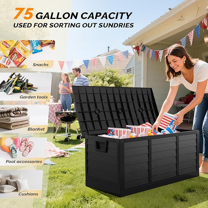 VINGLI 75 Gallon Collapsible Outdoor Storage Box, Simple-to-assemble Plastic - Image 8