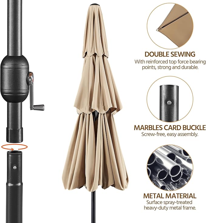 Yaheetech 3-Tier Patio Umbrella 10ft Vented Outdoor Canopy Sun Shade Large - Image 5