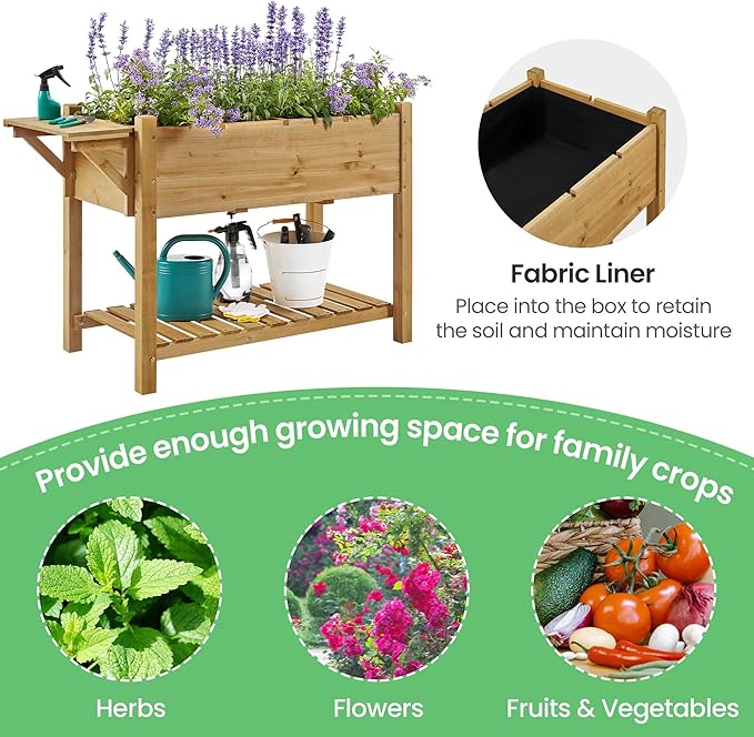 Yaheetech 49x22x32in 8 Pockets Horticulture Raised Garden Bed Elevated Wood - Image 6
