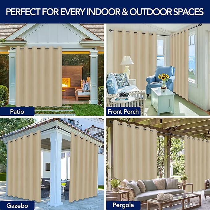 PureFit Outdoor Curtains for Patio Waterproof Weatherproof, UV Resistant - Image 5