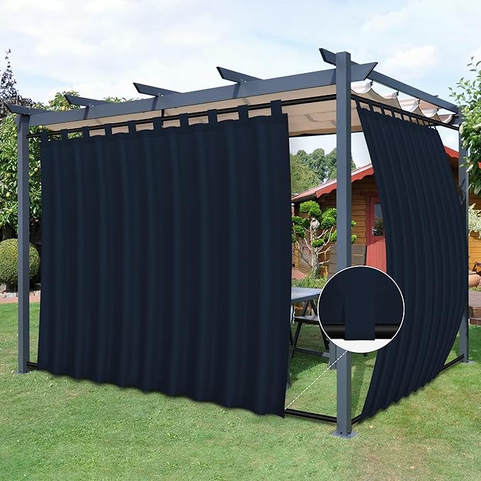 Easy-Going Outdoor Patio Curtains Detachable Tab Top Windproof Weatherproof by Easy-Going