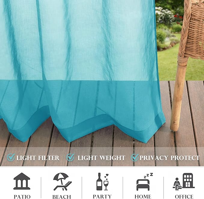 RYB HOME Outdoor Sheer Curtains Waterproof - Image 7