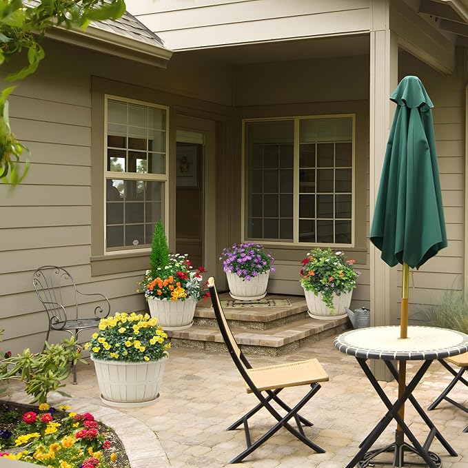 Quarut 14 Inch Plastic-Flower-Pot-for-Indoor-Plants, 4 Pack Large Outdoor - Image 6