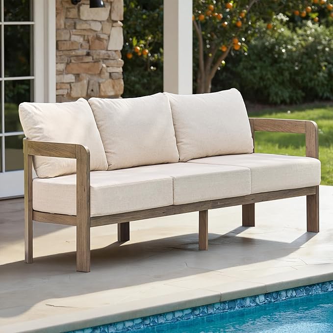 Outdoor Couch Aluminum Patio Furniture, 3-Seat All-Weather Metal Modern Patio by COMLAXFIELD