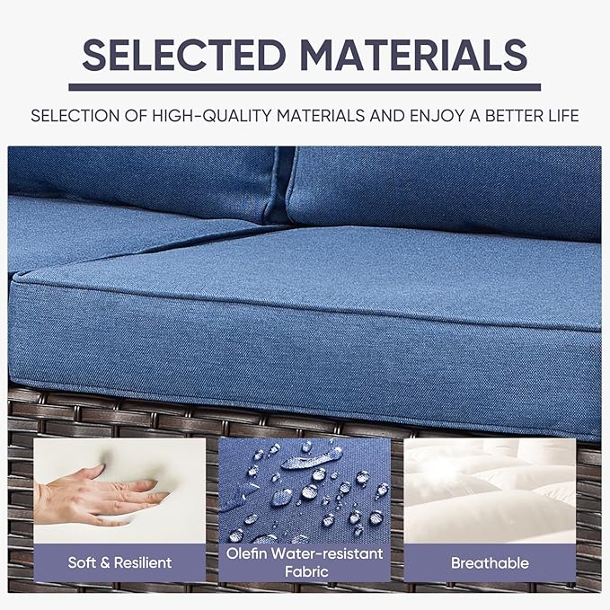Belord Wicker Patio Furniture 5 Piece Outdoor Sofa Set, Oversize Outdoor Swivel - Image 8