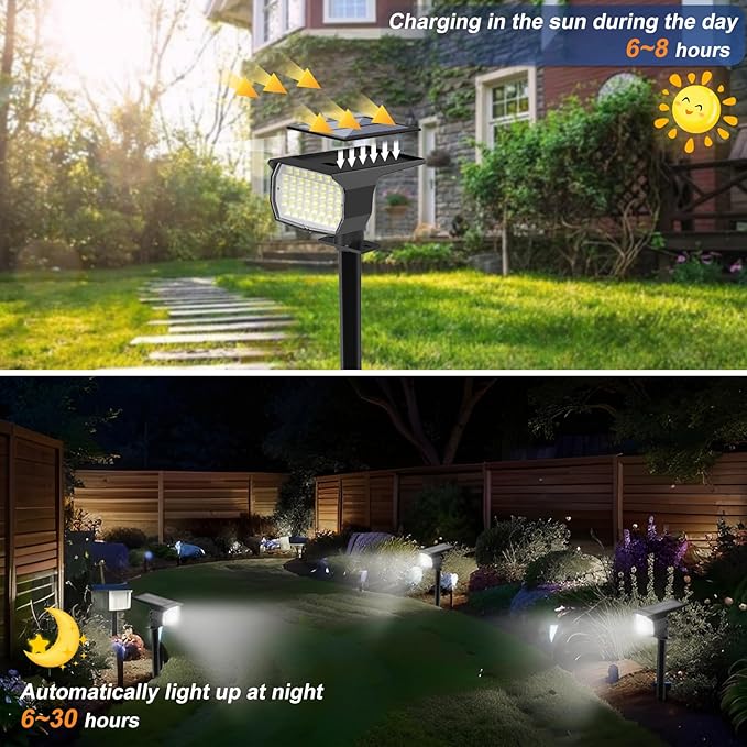 Solar Spot Lights Outdoor Waterproof IP65, 2 Pack Landscape Spotlights - Image 2