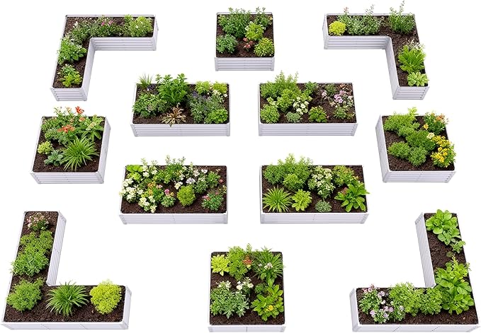 A ANLEOLIFE Set of 12 18 Inch Tall Raised Garden Beds Kit, Square & Rectangular by AAnleolife