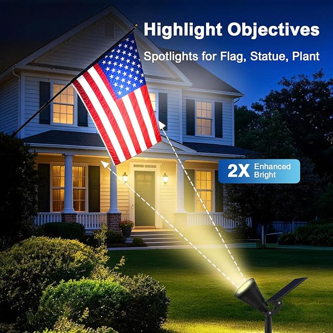 Solar Lights Outdoor Waterproof IP65, 3000K Super Bright LED, 2 Lighting Modes - Image 2