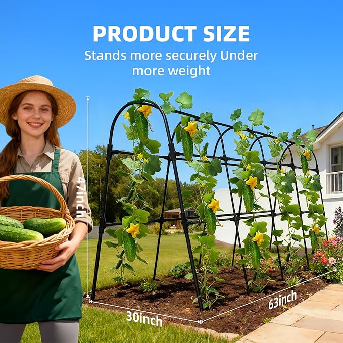 Cucumber Trellis for Raised Bed, U-Shape Garden Arch Metal Support for Climbing - Image 2