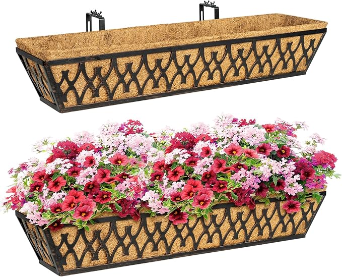 2 Pack 30 Inch Window Boxes Planters Railing Planter Box by KarlliuHOMEGARDEN