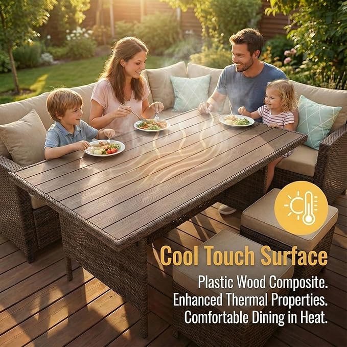 Wisteria Lane Patio Furniture Set, 7 Piece Outdoor Dining Sectional Sofa - Image 5