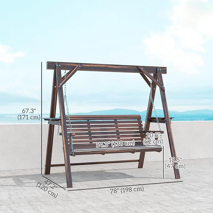 Outsunny 3 Seat Porch Swing - Image 7