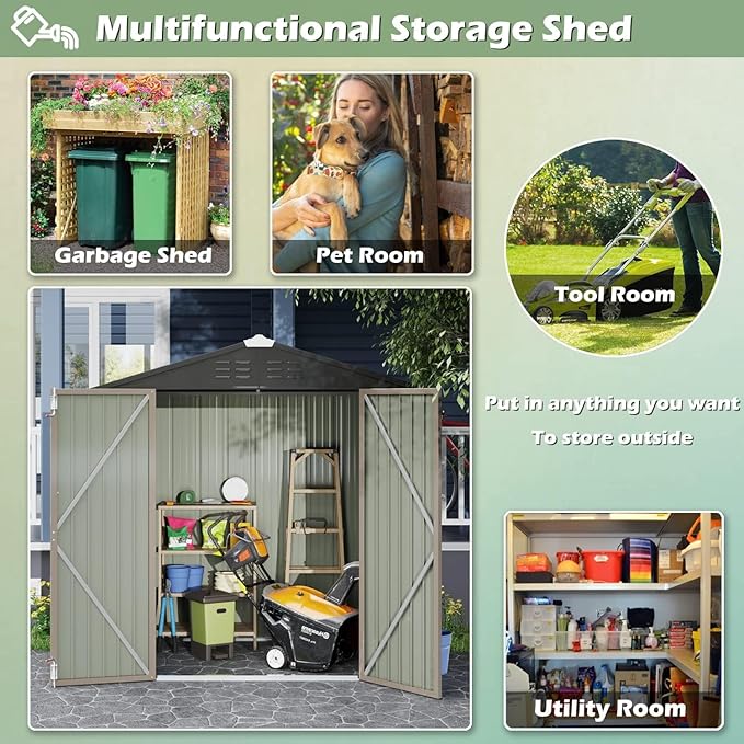 Devoko Outdoor Storage Shed 6 x 4 FT Lockable Metal Garden Shed Steel - Image 3