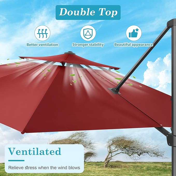 HOTEEL10x10ft Patio Umbrella Cantilever Umbrellas - Image 3