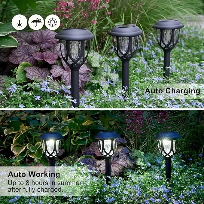 EXCMARK 10 Pack Solar Lights Outdoor Decorative, Solar Pathway Lights Outdoor - Image 4