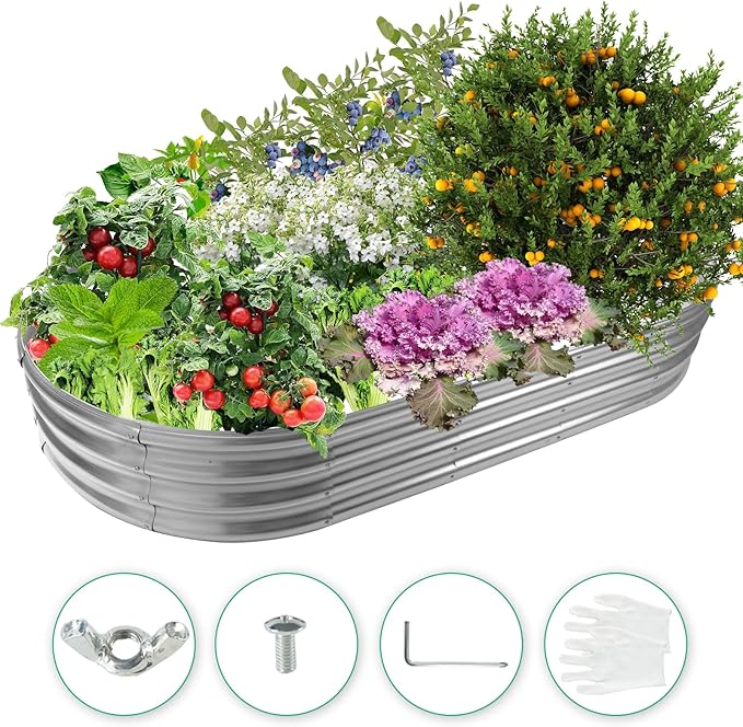 6X3X1 FT Oval Galvanized Metal Garden Raised Bed/Plant Box - Image 8
