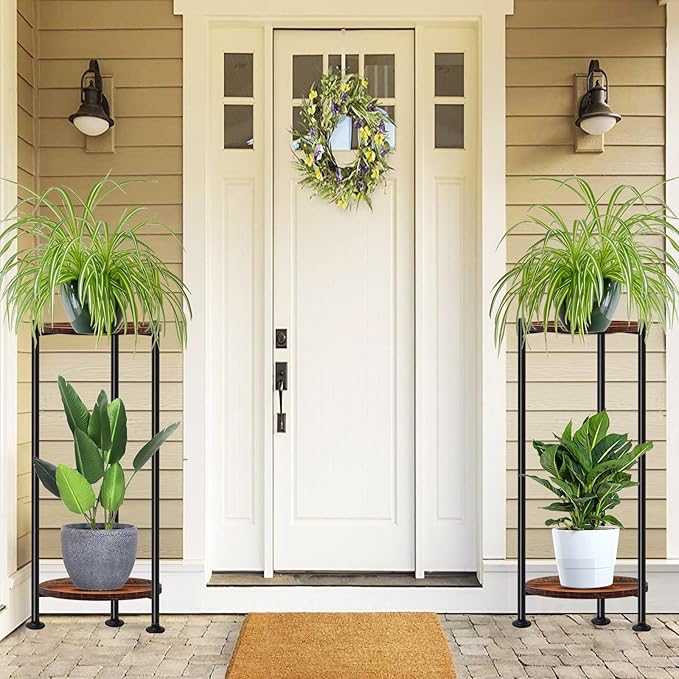 2-Pack Plant Stand Indoor Outdoor, Heavy Duty Indoor Plant Shelf, 2 Tier Flower - Image 2