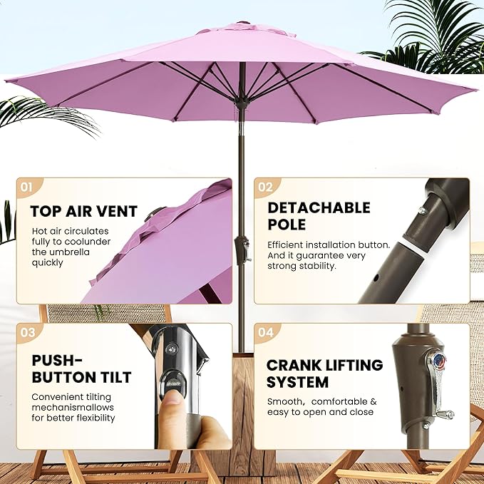 Ayge 9FT Large Outdoor Patio Umbrella Market Table Umbrella-UV Resistant - Image 2