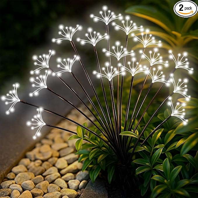 Solar Garden Lights 2 Pack Waterproof Solar Swaying Starburst Light Outdoor by Yaafen