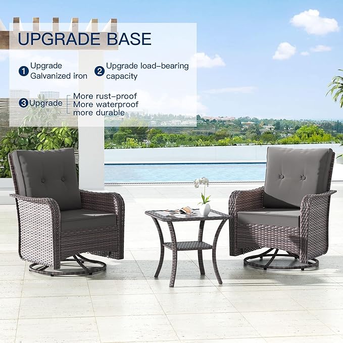 Kullavik 9 Pieces Outdoor Patio Furniture Set, PE Wicker Rattan Sectional Sofa - Image 4